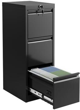 Garvee 3-Drawer Metal File Cabinet with Lock, Narrow Vertical Filing Cabinet for Letter/Legal/A4 Files