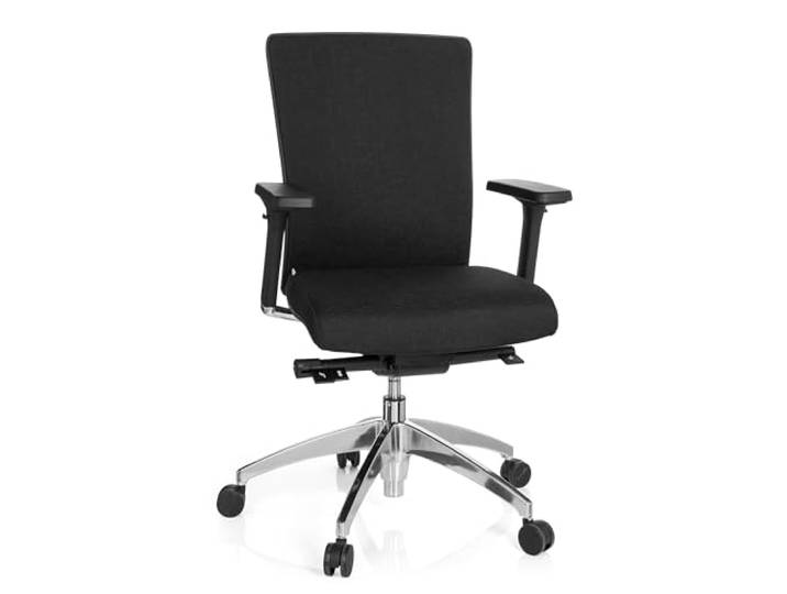 hjh OFFICE 657411 Profi Bürostuhl Astra Base Stoff Schwarz Drehstuhl ergonomisch, mit Lordosenstütze, Armlehne verstellbar