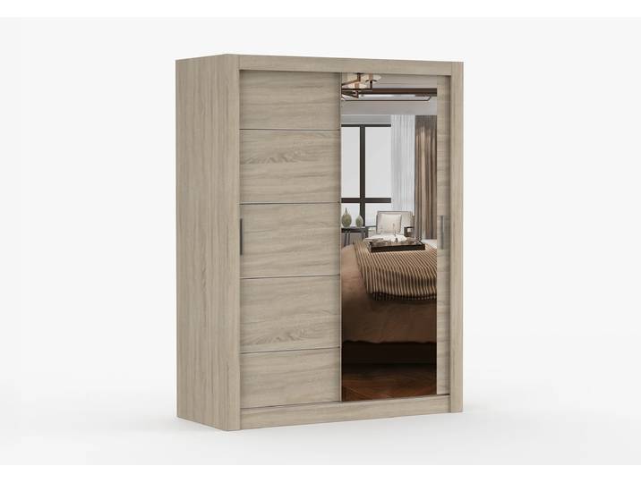 Schwebetürenschrank LION 150 cm Sonoma Eiche Sonoma Eiche + Spiegel