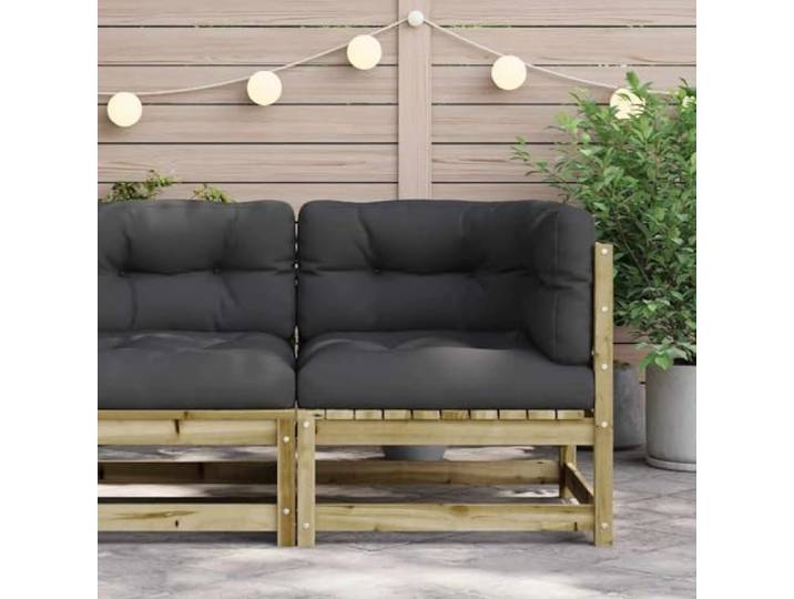 KTHLBRH Ecksofa für den Garten mit Kissen aus imprägniertem Holz, Kiefer Modular, Lattenrost-Design, Anthrazit, Oxford-Gewebe, 110 kg, 70 x 70 x 67 cm