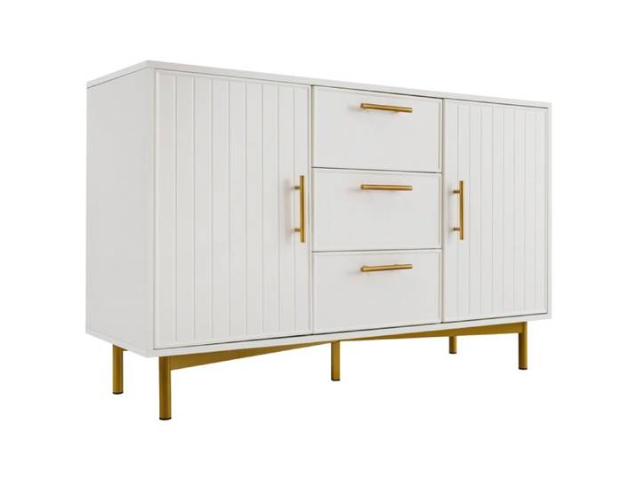 VLIVRA Commode avec 2 portes 3 tiroirs et étagère réglable - pour chambre - 120×40×75 cm - en bois - blanc