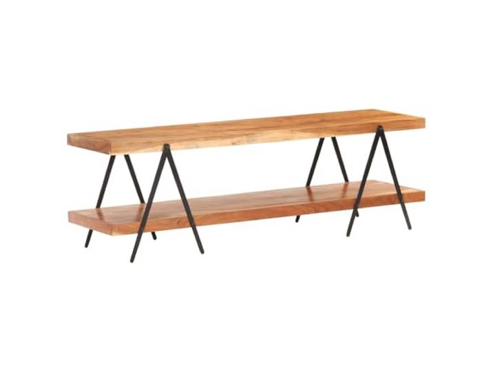 hliofuir TV-Schrank 160x40x50 cm Lowboard Akazienholz Fernsehtisch Industrie-Look fürs Wohnzimmer: Zwei offene Fächer für Receiver und Medien, stabiles Metallgestell setzt Akzente.