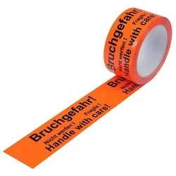 Transpak, Klebeband, Warnklebeband PP Breite 50mm Länge 66m Stärke 52μ PP Bruchgefahr! Nicht werfen! (50 mm)