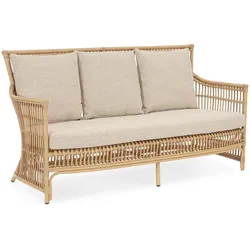 Gartensofa Adelma Rattan-Optik, Aluminium-Gestell, skandinavischer Boho-Stil, natur, für 2–3 Personen