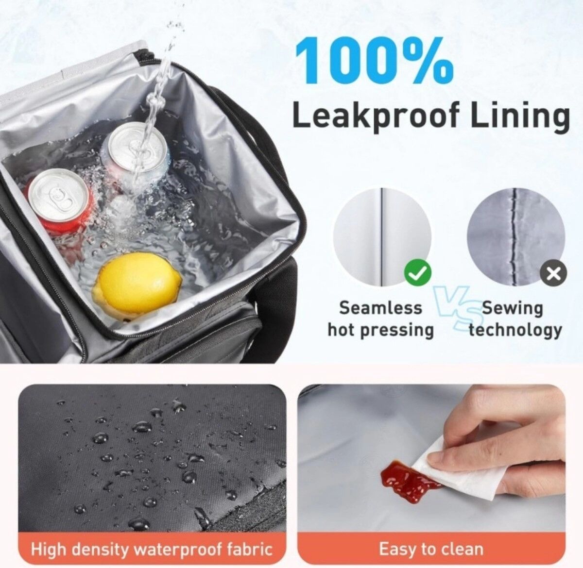INF Faltbare Outdoor-Kühltasche aus wasserdichtem Oxford-Gewebe – leicht, isoliert und platzsparend Grau