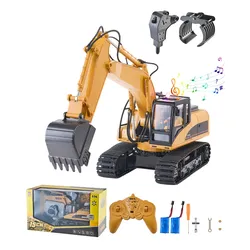 VEVOR Ferngesteuerter Bagger Spielzeug, 15 Kanäle, 3-in-1-Ferngesteuerter Bagger mit Metallschaufel, RC-Bagger im Maßstab 1:14 mit Licht & Ton, funktionsfähige Baufahrzeuge für Kinder, 2 Batterien