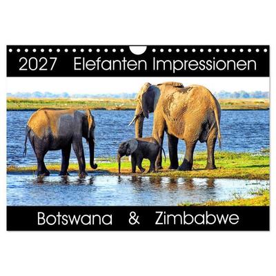 Elefanten Impressionen (Wandkalender 2027 DIN A4 quer), CALVENDO Monatskalender