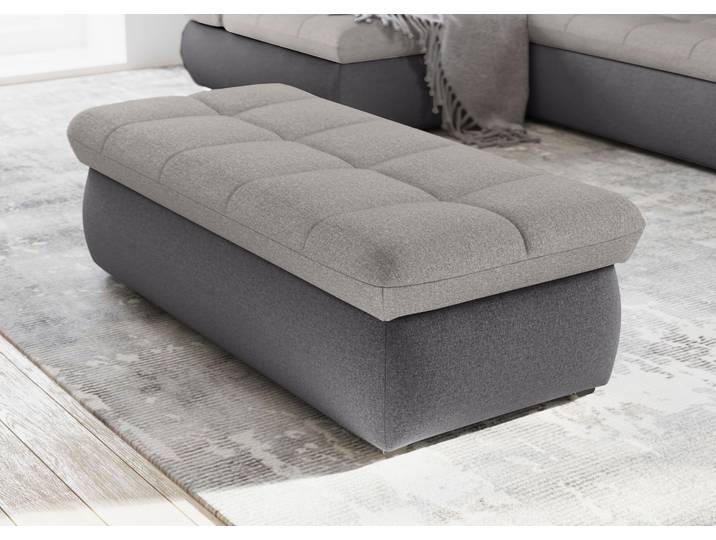 Polsterhocker DOMO COLLECTION MORIC 136x64 cm, praktisch und komfortabel , grau (grau, silber), B:136cm H:43cm T:64cm, 100% Polyester, Hocker, Polsterhocker, inklusive Stauraum