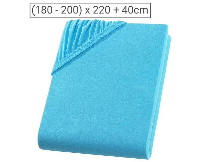Wasser-/Boxspringbett Superb Qualitäts-Jersey Fixleintuch, türkis, 200 x 220 cm