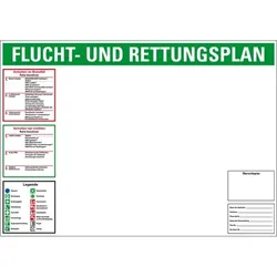 Flucht- und Rettungswegplan, im Rahmen, DIN ISO 23601, Kunststoff, 420x297mm, DIN EN ISO 7010
