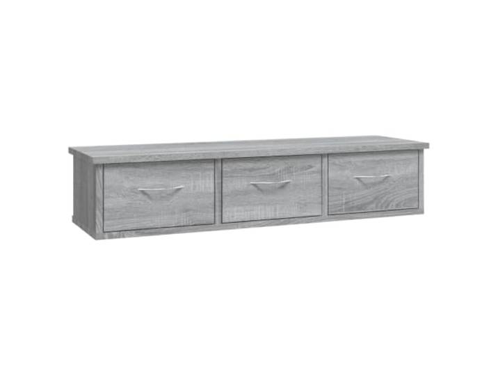 Wandschrank grau Sonoma Eiche 88x26x18,5 cm 3 Schubladen, Holzwerkstoff, Feuchtigkeitsbeständigkeit, Wandmontage, moderner Stil