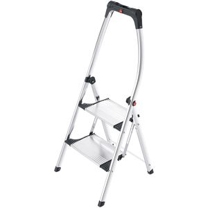 Hailo Klapptritt TopLine K100, 4302-301, aus Aluminium, mit Ablageschale, einseitig begehbar, mit 2 Stufen