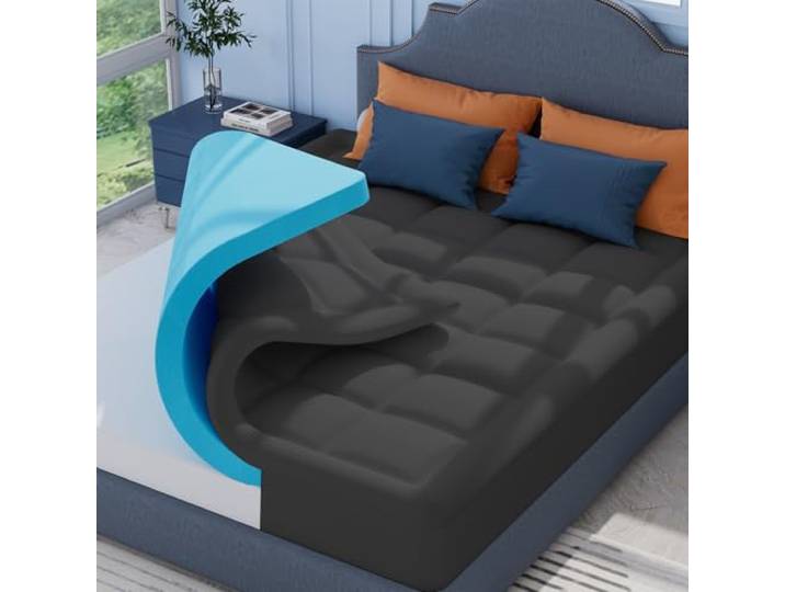 ELEMUSE Gel Matratzen Topper 180x200cm, H3-grau，7cm Höhe Topper mit waschbarem flauschigem Bezug und Gelschaum – für Boxspringbetten, unbequeme Betten und Schlafsofas