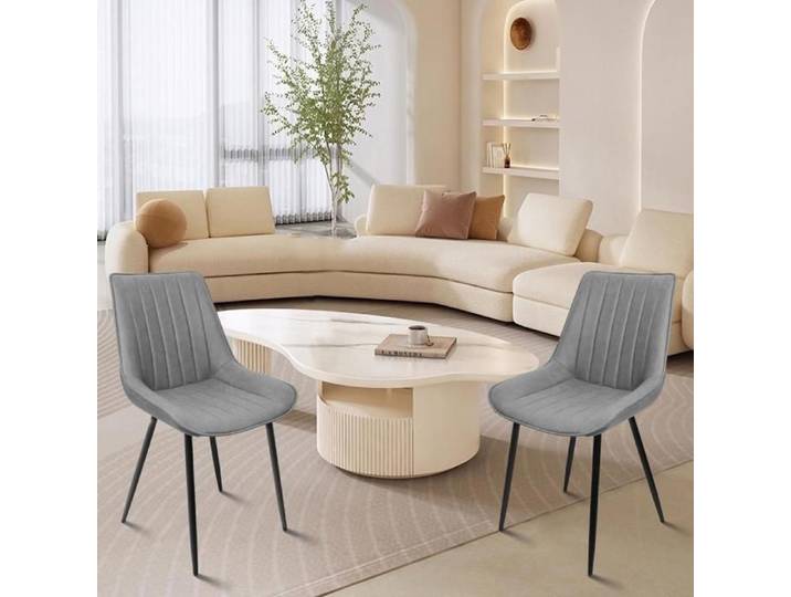 Amiremplie 2X Chaise Salle à Manger en Tissu Chaise à Manger avec des Rayures Verticales gris clair