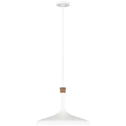 Pendellampe Deckenleuchte Hängelampe Stahl Holz Mattweiß D 48,2 cm 1 Flammig