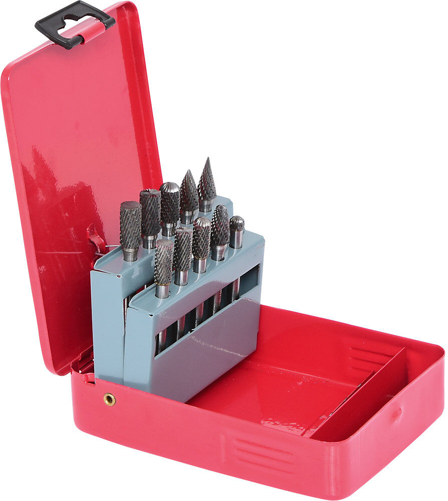 HM Frässtift-Satz, 10-tlg, in Stahlblechkassette, silber KS Tools