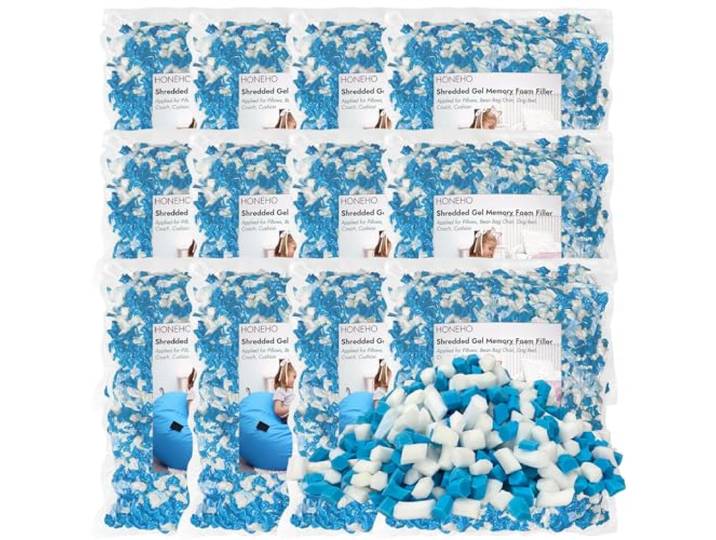 HONEHO 26,4 kg zerkleinerte Gel-Memory-Schaum-Füllung für Sitzsäcke und Bequeme und weiche Memory Foam Füllung für Kühlkissen, Sitzsack, Stofftier, Hundebett, Couchkissen