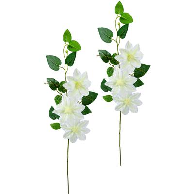 Kunstblume I.GE.A. "Clematisranke Waldrebe", weiß, B:14cm H:80cm L:9cm, Polyester, Kunstpflanzen, Zweig Einzelblume Stielblume, 2er Set