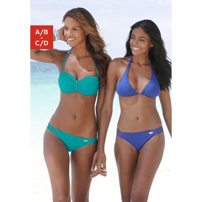 Triangel-Bikini-Top BUFFALO "Happy", Damen, Gr. 32, Cup A/B, blau, Microfaser, Polyamid, unifarben, Bikini-Oberteile, im schlichten Design