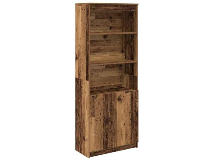 Highboard Altholz-Optik Holzwerkstoff mit Stauraum 70x35x180 cm Stabile Holzwerkstoff-Konstruktion, pflegeleichte Oberfläche, Türfach, vielseitig für Küche Bad Schlafzimmer