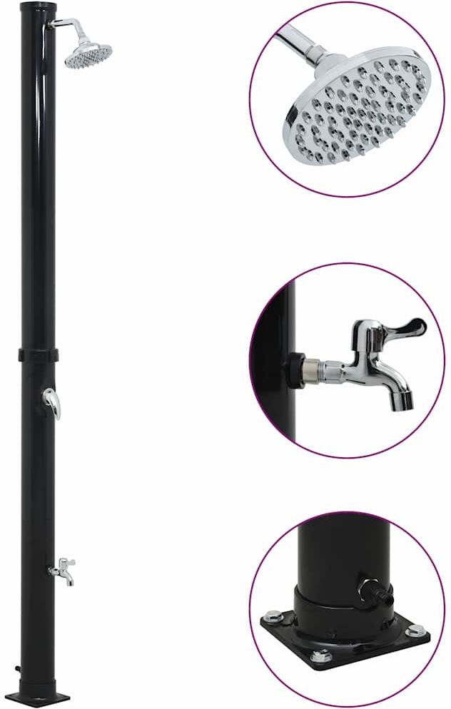 vidaXL Douche solaire Noir 220 cm 20 L