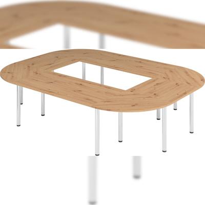 bümö Konferenztisch O-Form 320x240 cm großer Besprechungstisch in Asteiche, Besprechungstisch mit Chromfüßen, Meetingtisch für 10 Personen, Tisch für