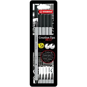 Stabilo Malset ARTY Creative Tips BLACK, Fineliner, Brush-Pens & Filzstifte, 5-teilig