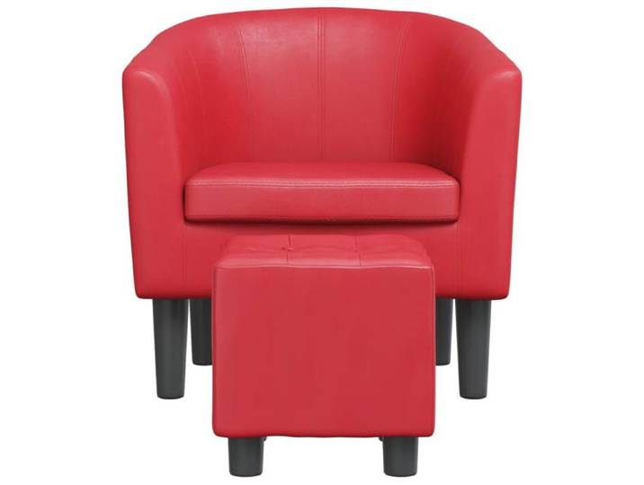 Fauteuil cabriolet avec repose-pied - - Similicuir - Rouge - 70x56x68 cm - Repose-pied 31x31x32 cm