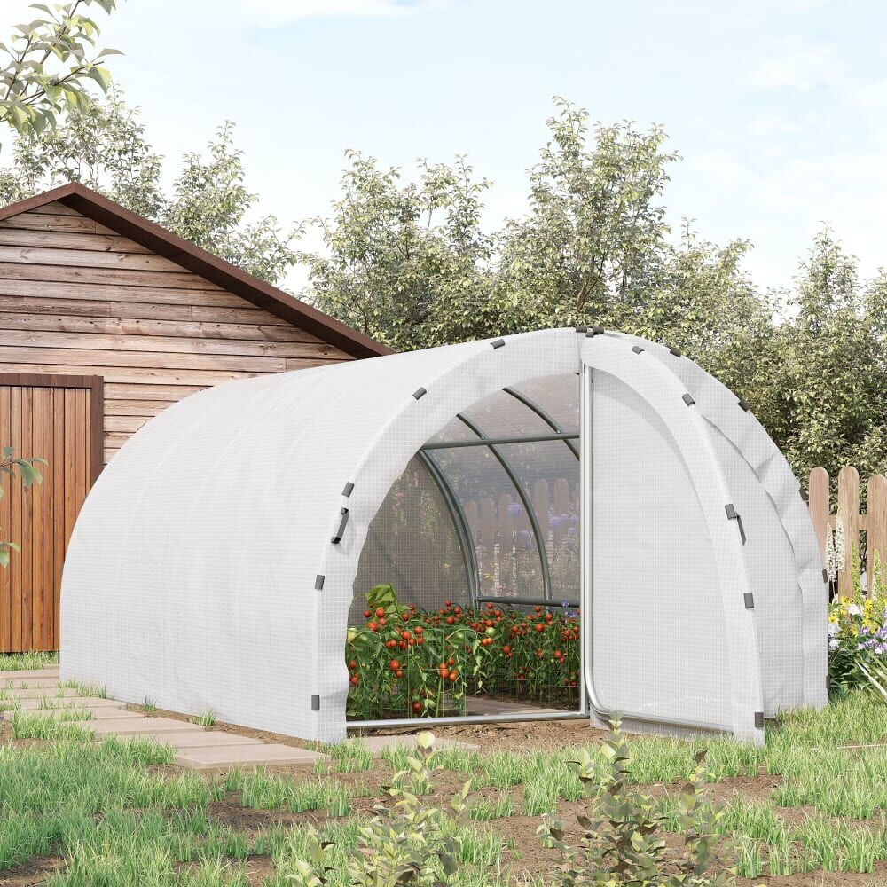 Outsunny Serre de jardin 12m² Blanc 400x200x300cm
