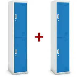 Metallspind S3 1+1 GRATIS, 2 Abteile, zerlegt, Zylinderschloss, grau/blau