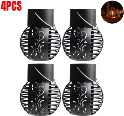 Inspire Curations Retro Solar Flame Lantern IP65 Outdoor Hanging Garden Light 4pcs