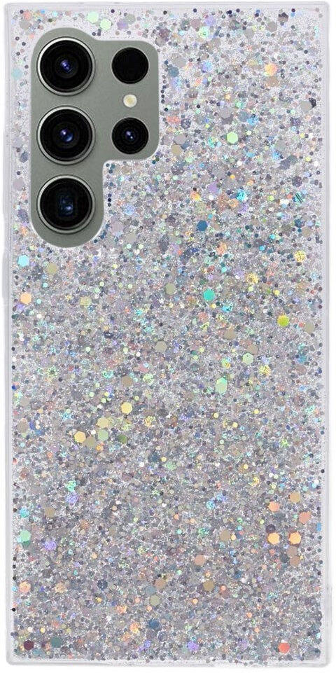 INCOVER Samsung Galaxy S24 Ultra Glitter Bagside Cover - Sølv