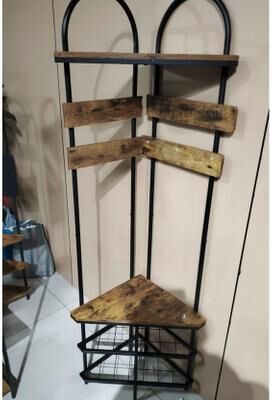 "Garvee 71"" Tall Corner Hall Tree, Coat Rack with Shoe Storage and Bench,6 Double-Prong Metal Hooks, 2-Tier Shoes Shelves"
