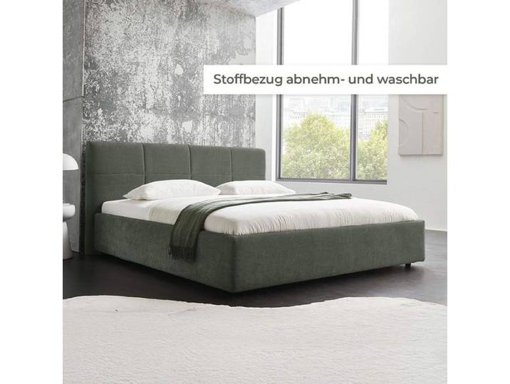 HOMELIV. Polsterbett SwitchIT Chester Webstoff 180x200cm Grün modern, Mit abnehmbarem Bezug