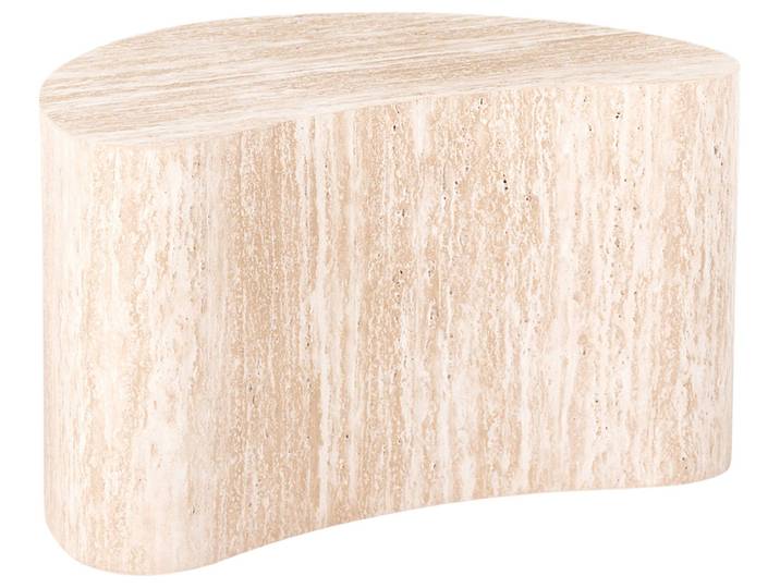 BELIANI Beistelltisch Beige MDF Steinoptik Travertinoptik Asymmetrisch Nierenform Modernes Japandi Design Wohnzimmer Tischchen Ablagetisch Sofatisch