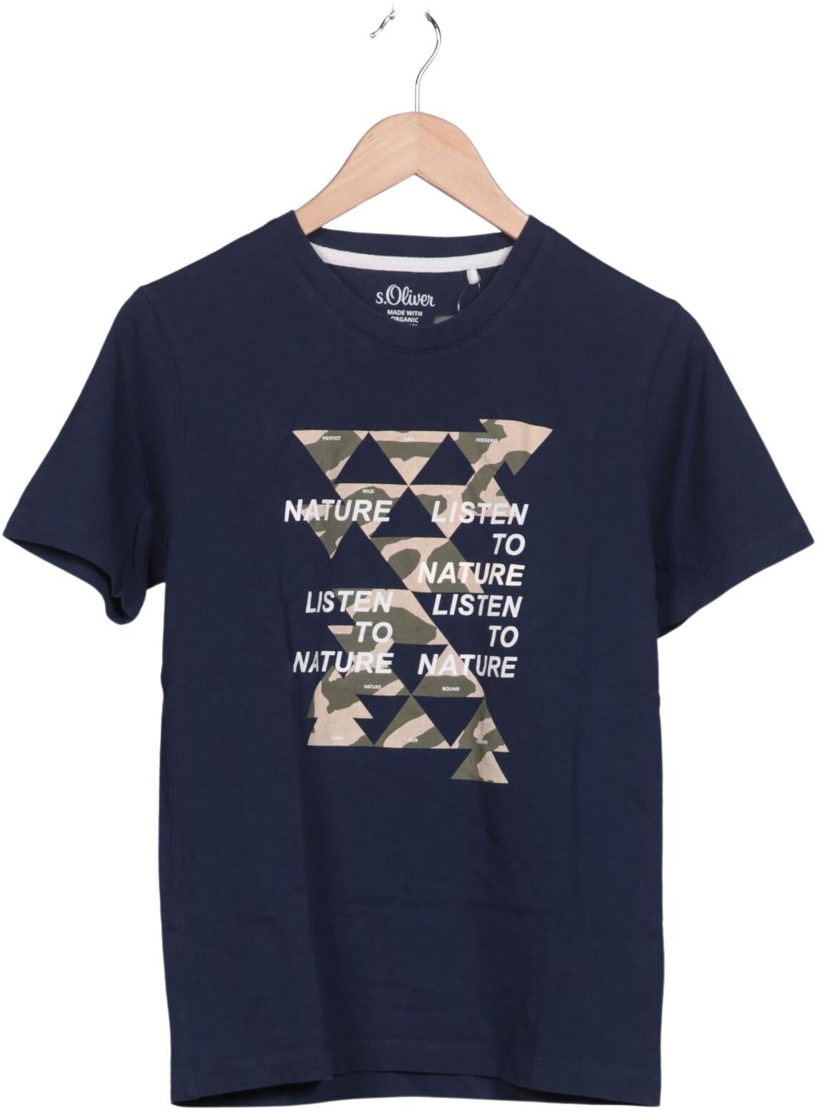 S. Oliver Herren T-Shirt, Marineblau, Gr. S, Baumwolle - Second Hand