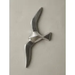 KADIMA DESIGN Maritime Deko Möwe aus poliertem Aluminium, 30cm Höhe, Wandbefestigung, silber