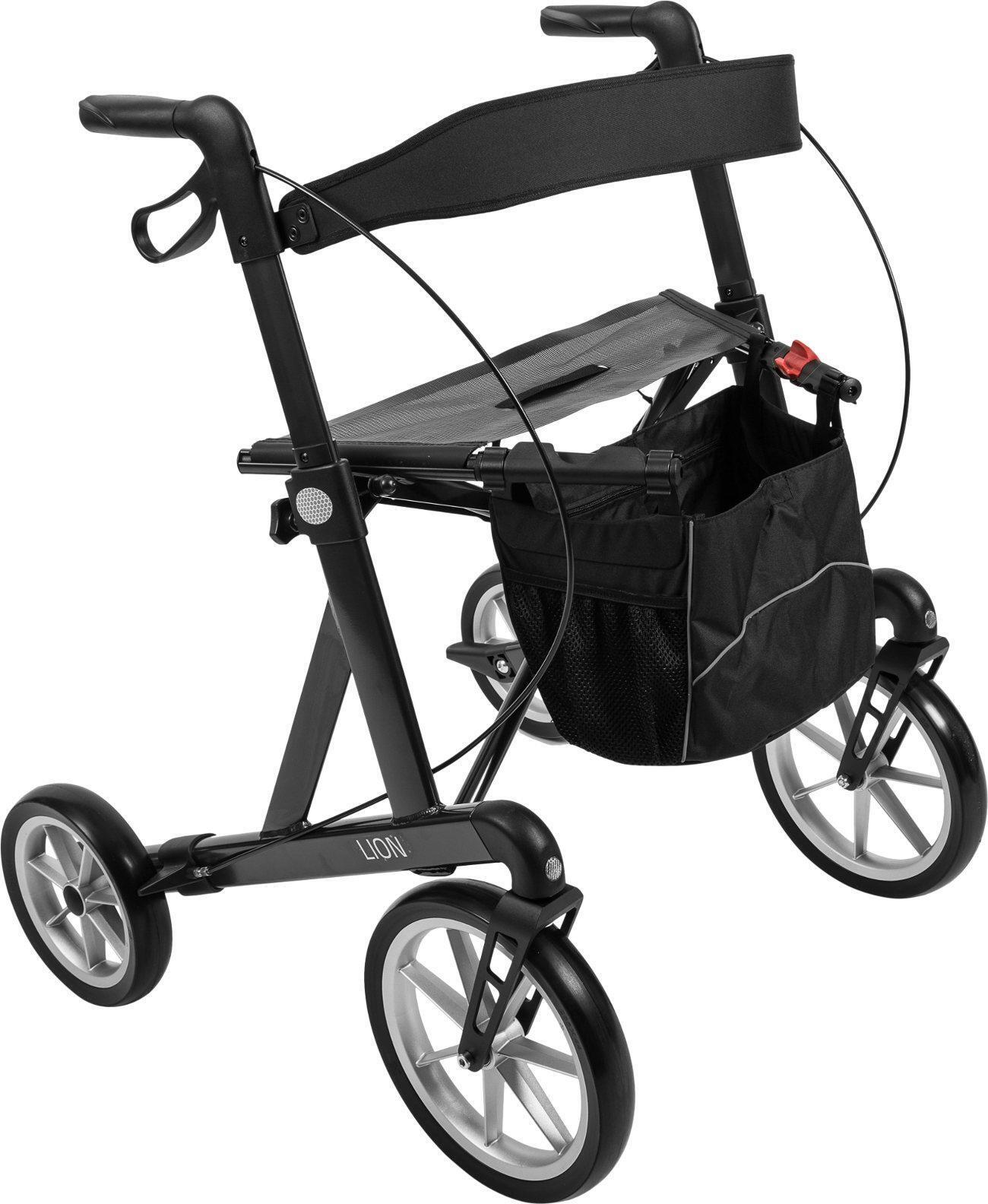 Outdoor Rollator Mobilex Lion mit Schleifbremse Anthrazit Sitzhöhe 62 cm