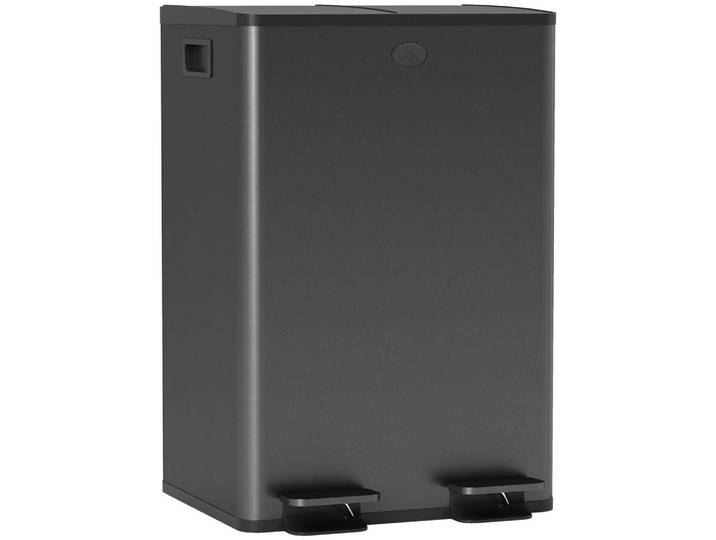 Homcom Mülleimer Edelstahl Kunststoff Schwarz, Metall, 36x67.6x45.8 cm, Haushalt & Reinigung, Reinigung, Mülleimer & Abfallsammler