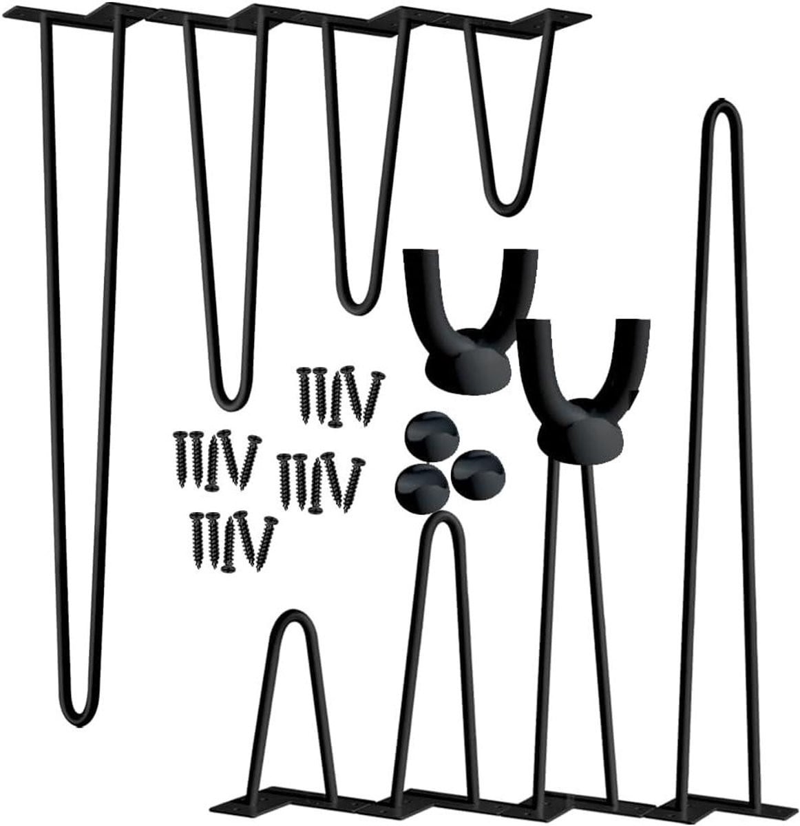 Haarspeld tafelpoten - Zwarte metalen meubelpoten - 61 cm