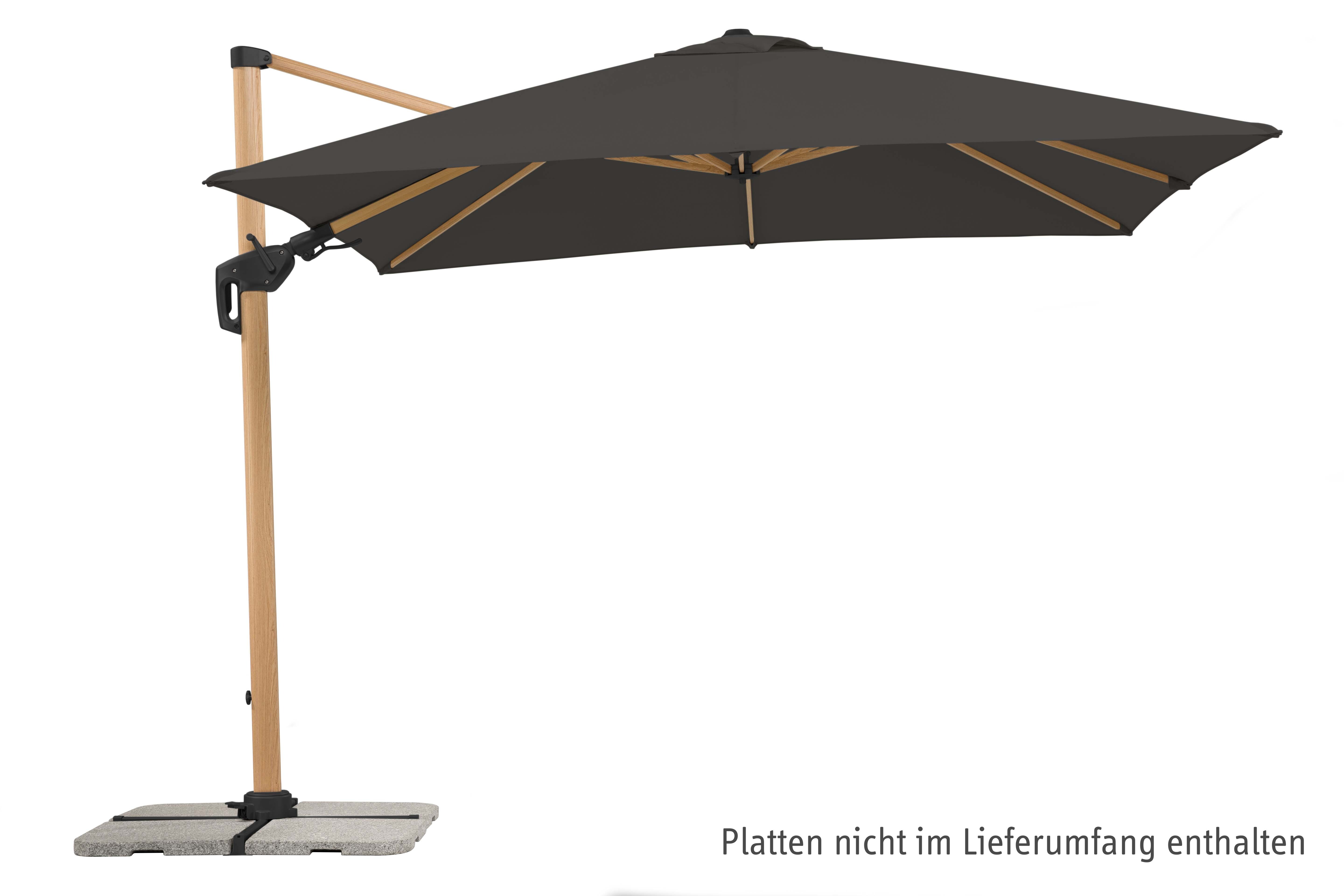 Schneider Ampelschirm RHODOS TWIST WOODY ca. 300 x 300 cm, anthrazit