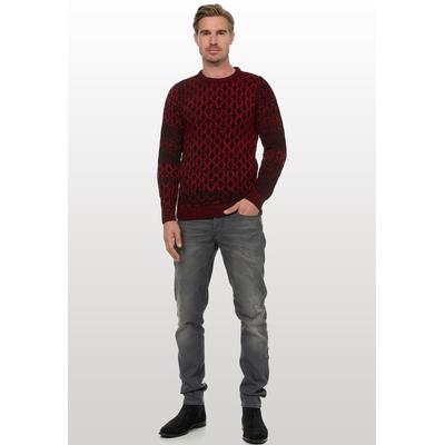 Strickpullover RUSTY NEAL, Herren, Gr. S, rot, 70% Polyacryl, 30% Baumwolle, meliert, normal, Rundhals, Pullover Strickpullover, mit schönem Muster