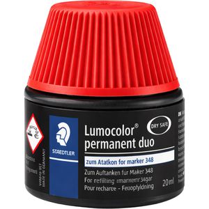 Staedtler Nachfülltusche Lumocolor permanent duo, rot, 48848-2, für Permanentmarker, Kapillarsystem, 20ml