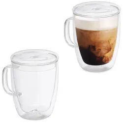 Relaxdays Doppelwandige Kaffeegläser 2er Set Transparent