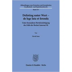 Delisting unter Wert - de lege lata et ferenda, Fachbücher von David Sam