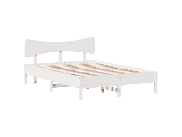 PUGYNBK Bettgestell aus Kiefernholz, 135 x 190 cm Lattenrost im Lieferumfang enthalten, stabile Beine, Kopfteil für Unterstützung, ohne Matratze