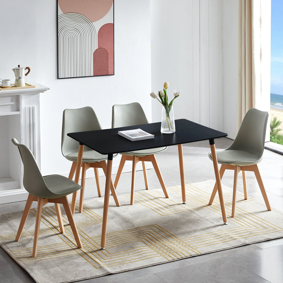 Hykkon Nero 4 -Person Dining Set Black/Grey 4