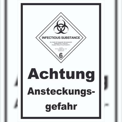 HB-Druck Schild Ansteckungsgefahr Infectious Substance hochkant A6 (105x148mm)
