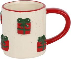 Saro Lifestyle Ceramic Gift Box Holiday Mug - Christmas Coffee Cup with Present Design & Decorative Drinkware