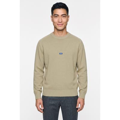Strickpullover HUGO, Herren, Gr. L, beige (beige overflow925), Strick, Obermaterial: 100% Baumwolle, unifarben, relaxed fit normal, Rundhals, Bündchen, Pullover Strickpullover, Relaxed Fit, Rundhalsausschnitt, softe Strickqualität
